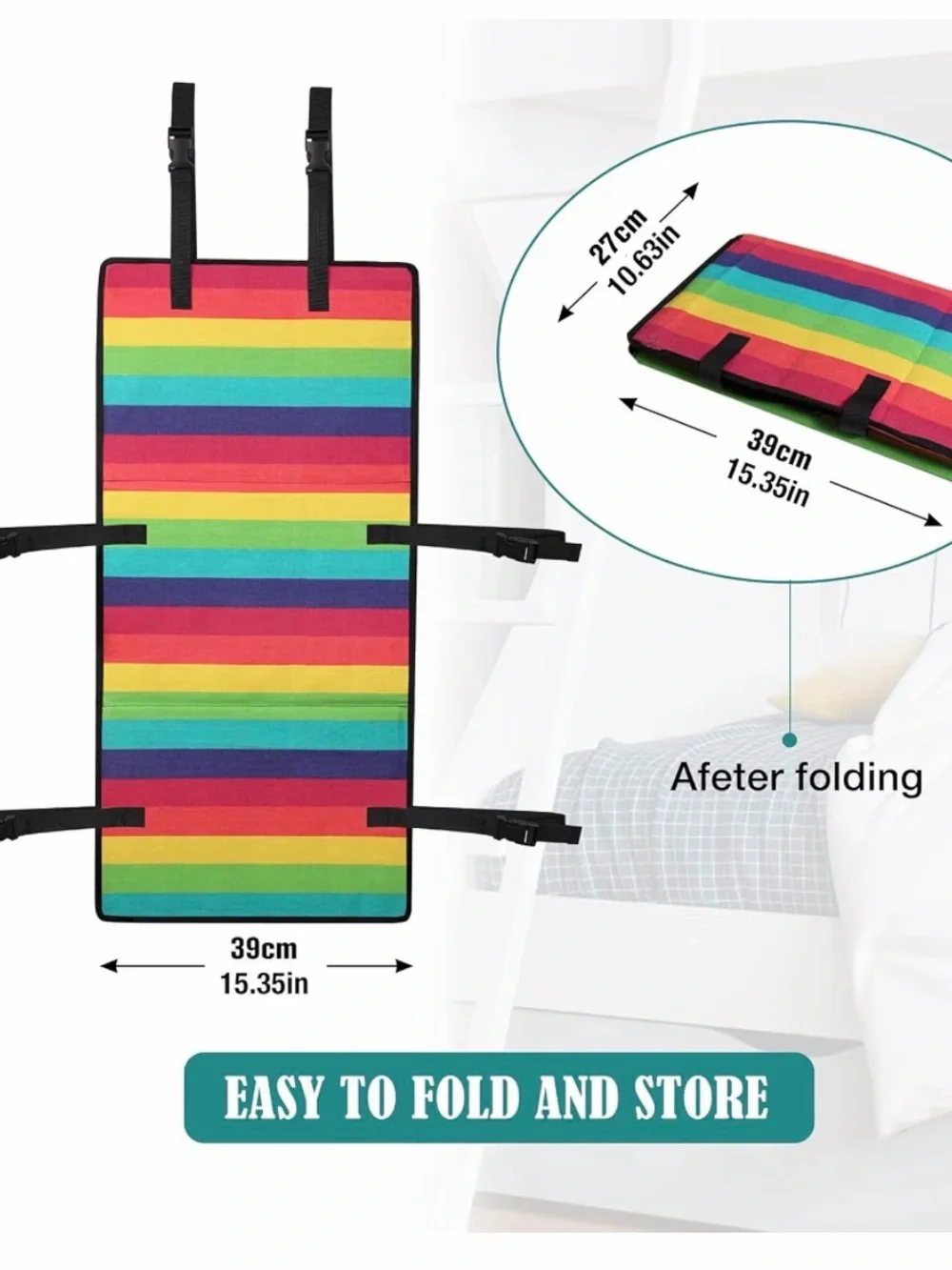 Rainbow Striped Kids Bed Rail Protector - Multi